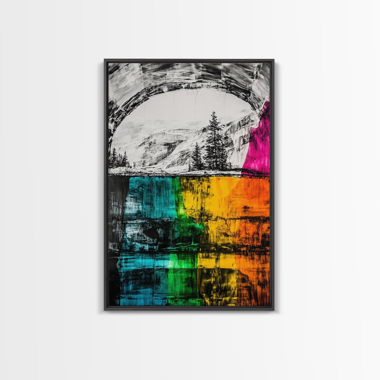 Colorful Canyon, Nature Painting, Abstract Wilderness, Vibrant Landscape, Canvas Print, Adventurous Art, Boho Decor, Office Wall Art