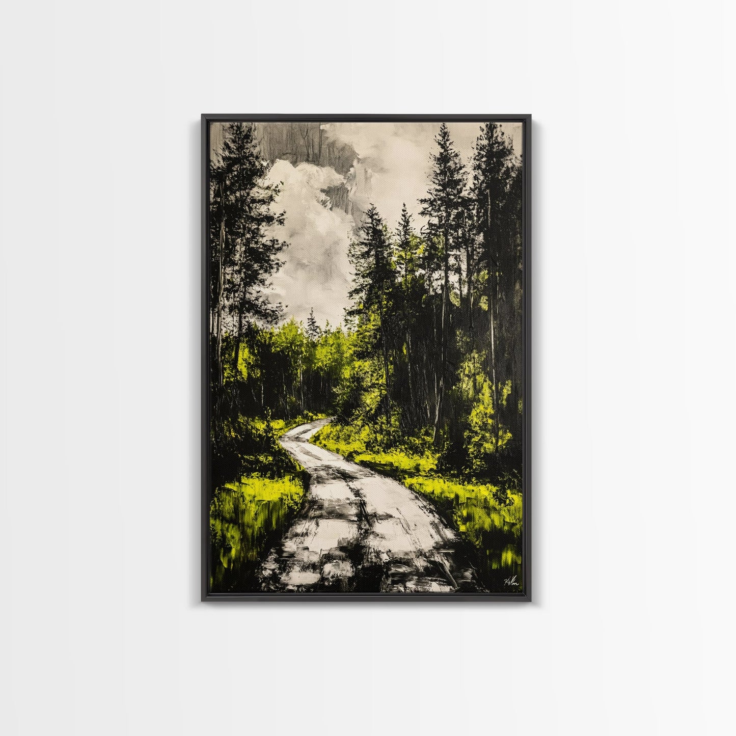 Forest Path, Nature Wall Art, Rustic Landscape, Cabin Decor, Outdoor Aesthetic, Greenery Painting, Framed Canvas Print