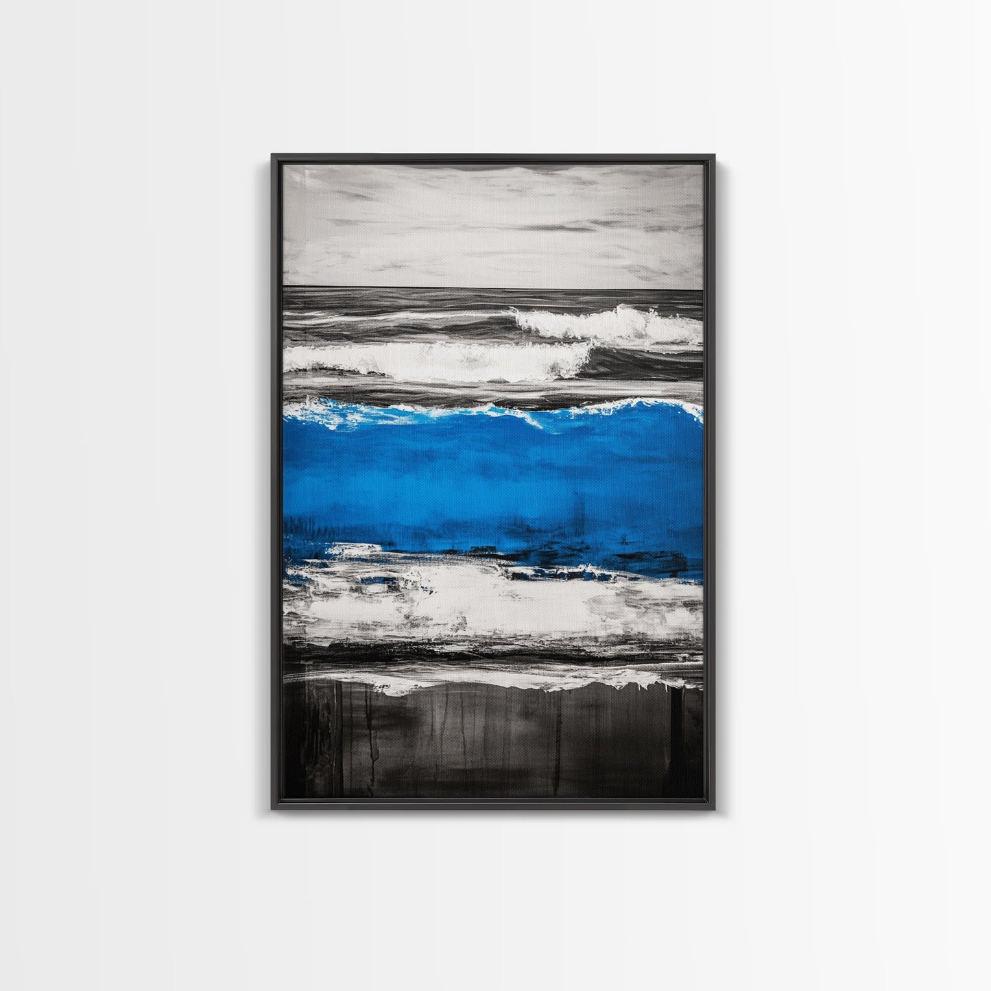 Rolling Waves, Beach Sunset, Blue Ocean, Canvas Print, Coastal Wall Art, Living Room Decor, Nautical Painting, Modern Seascape