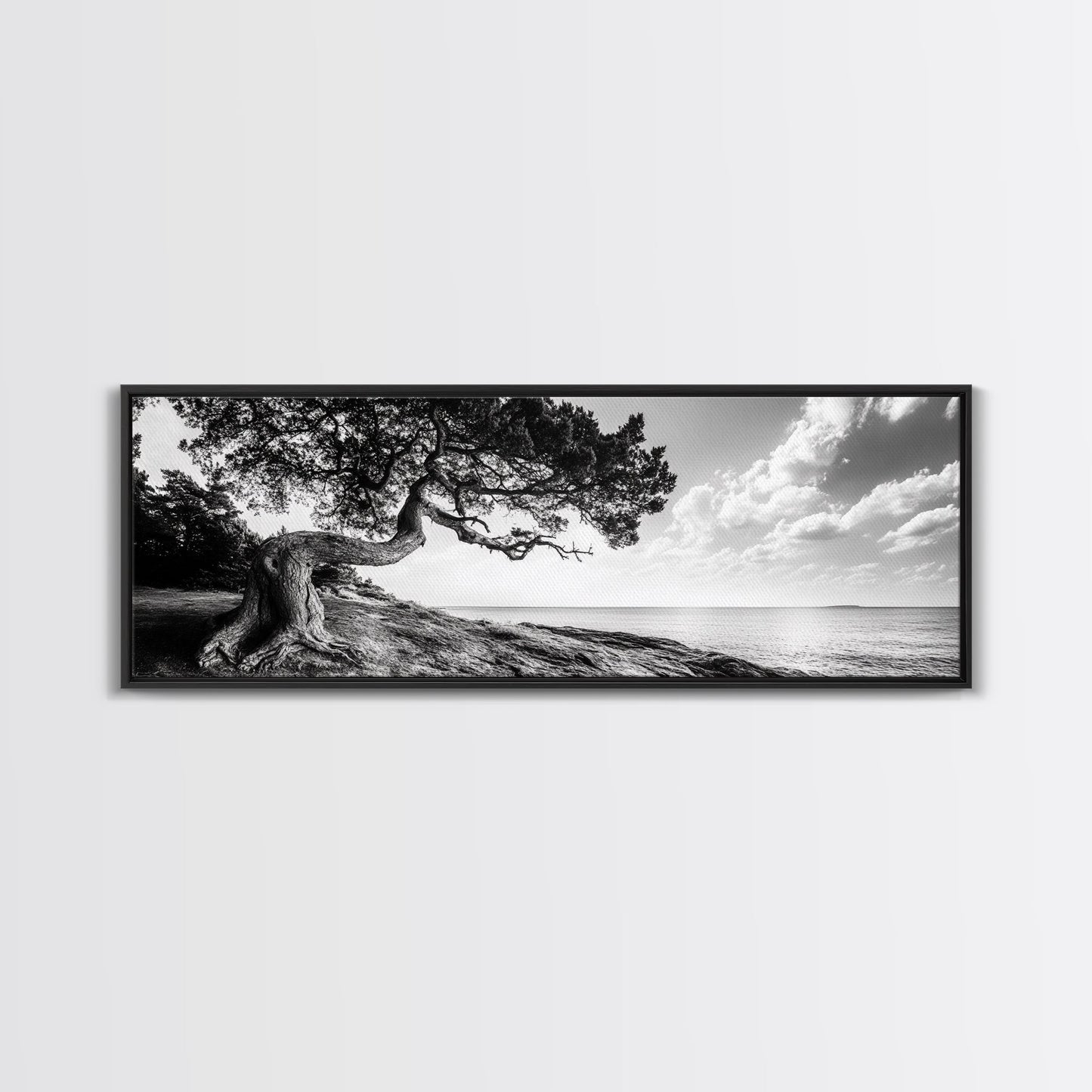 Coastal Tree, Wind Bent, Seaside Beauty, Nautical Serenity, Canvas Print, Nature Wall Art, Minimalist Decor, Coastal Living Room Art