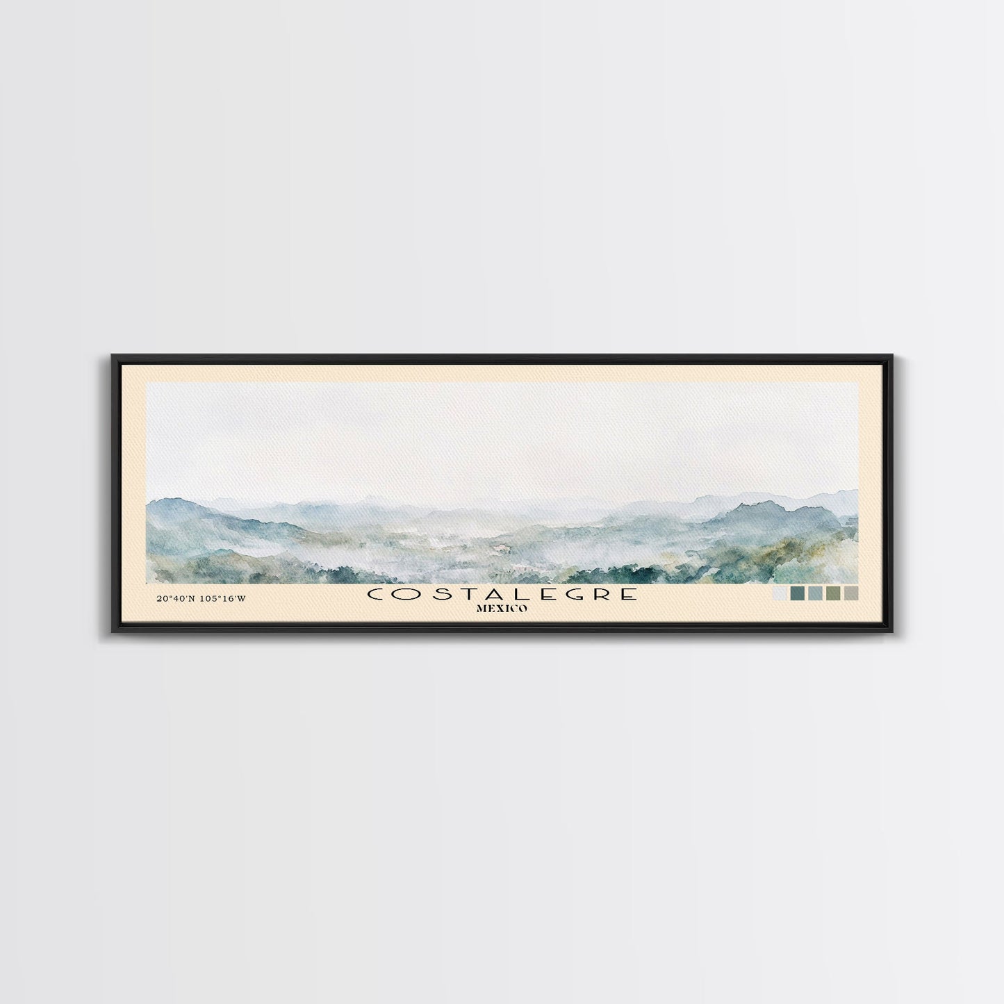 Costalegre, Mexico Watercolor Print, Vacation Gift, Mexico Wall Art, Beach Painting, Beach Decor, Large Wall Art, Wood Frame Art