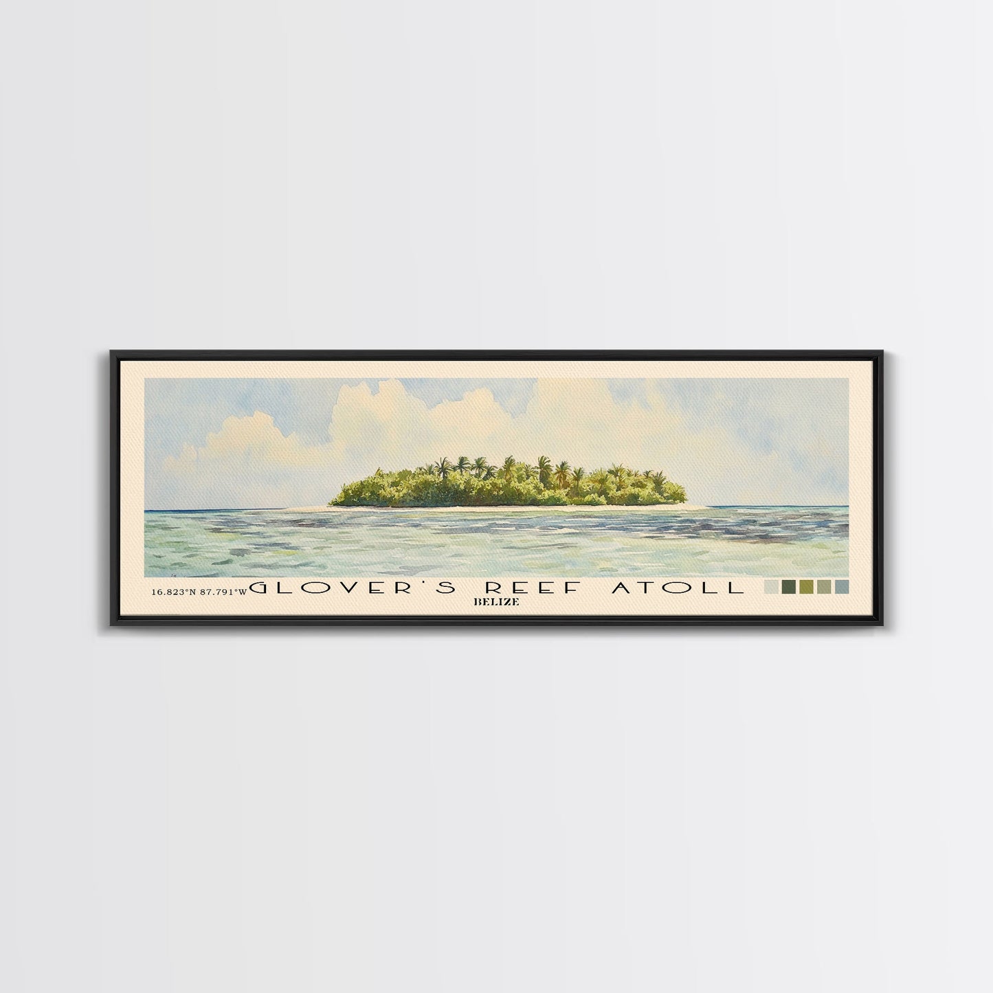 Glover’s Reef Atoll, Belize Watercolor Beach Print, Vacation Gift, Belize Wall Art, Beach Painting, Beach Decor, Beach Painting