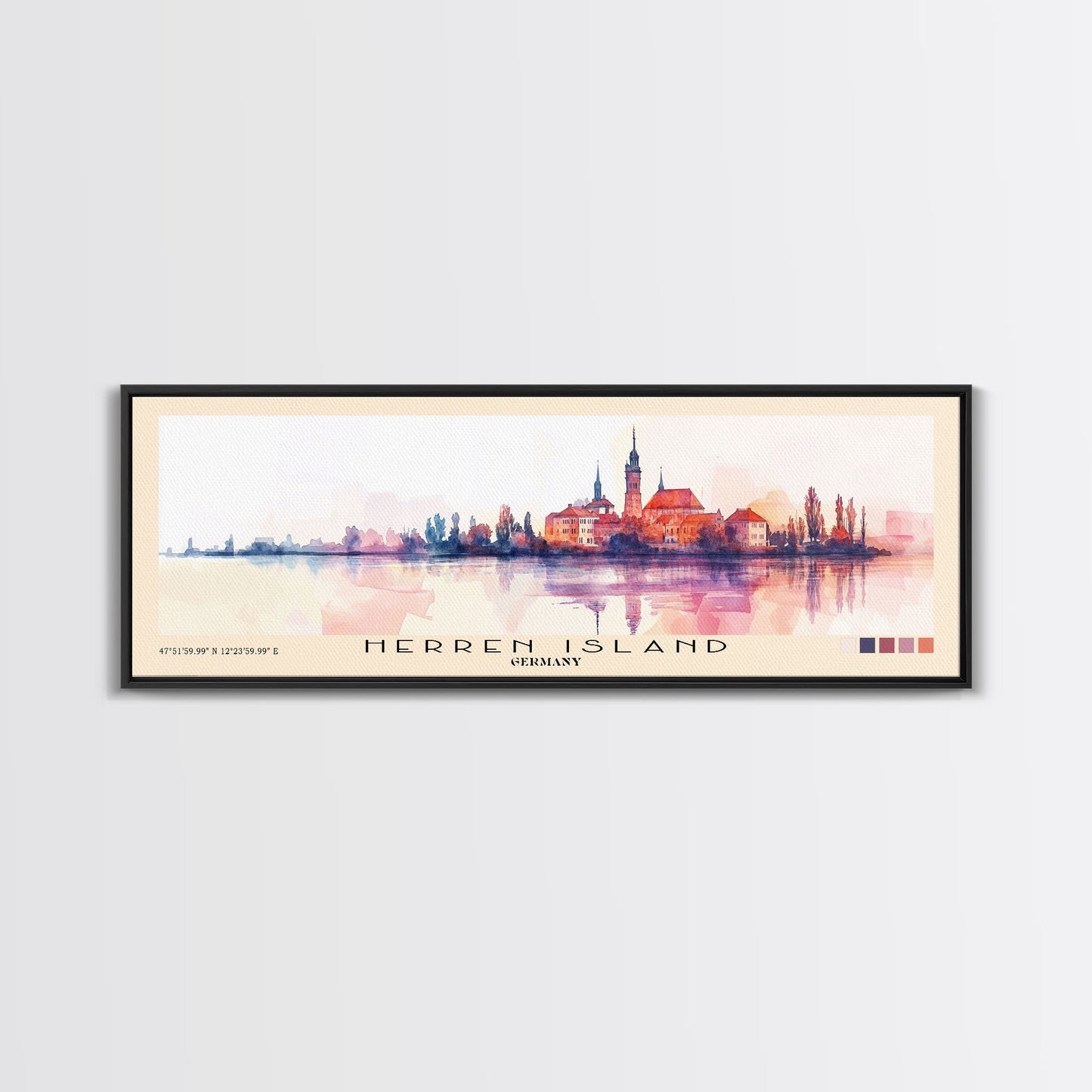 Herren Island, Germany Watercolor Print, Vacation Gift, Germany Wall Art, Beach Painting, Beach Decor, Large Wall Art, Wood Frame Art