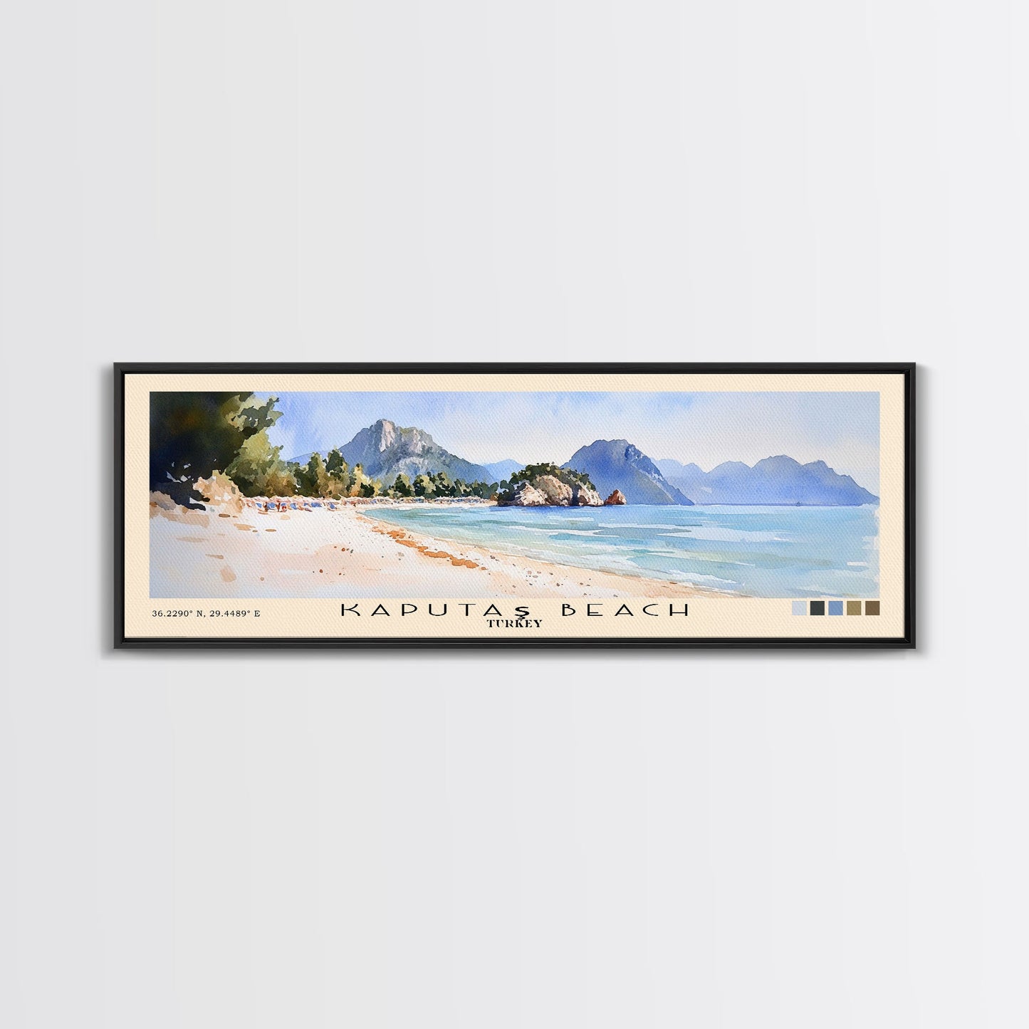 Kaputaş Beach, Turkey Watercolor Beach Print, Vacation Gift, Turkey Wall Art, Beach Painting, Beach Decor, Beach Painting