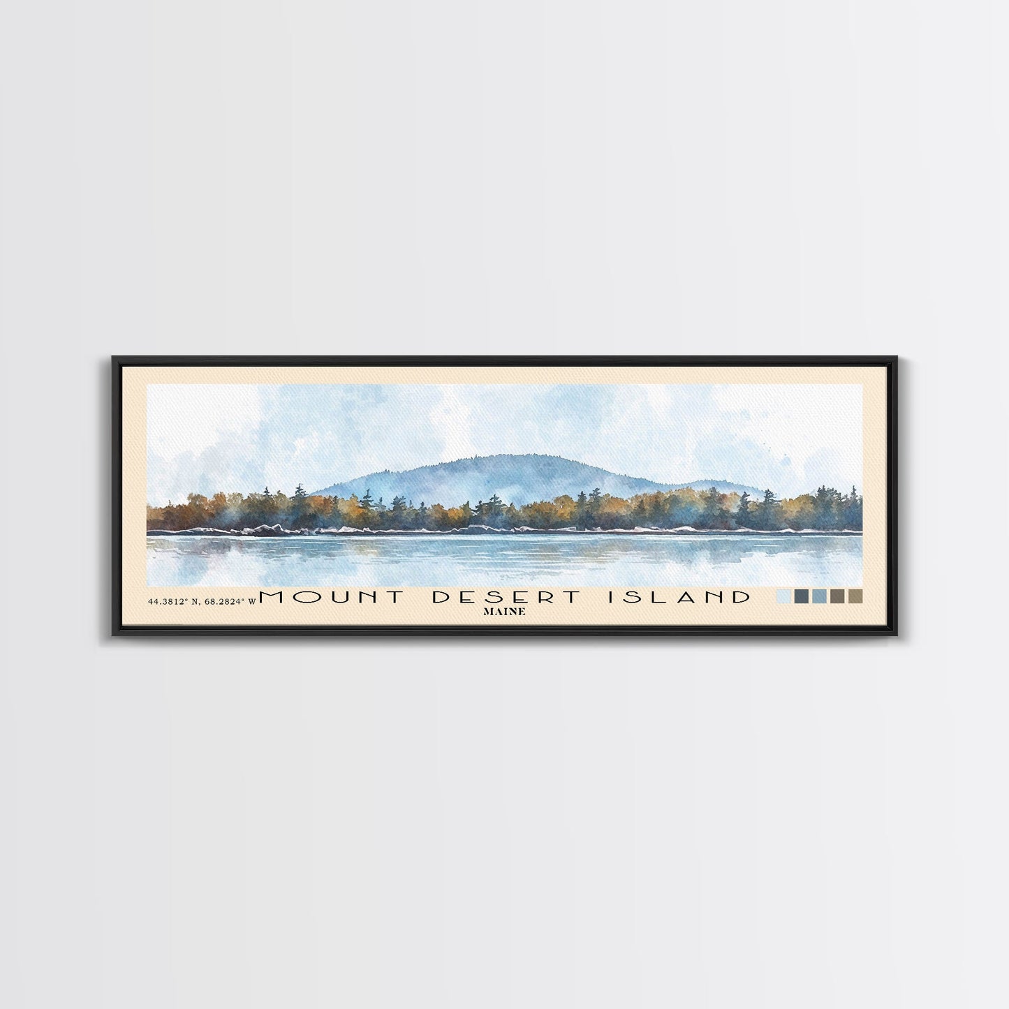 Mount Desert Island, Maine Watercolor Beach Print, Vacation Gift, Maine Wall Art, Framed Canvas Print, Framed Beach Painting