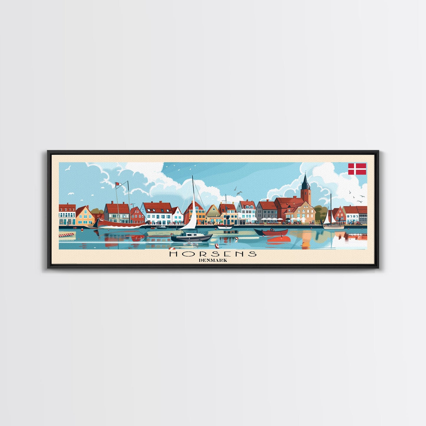 Horsens Denmark Travel Print Wall Art, Panoramic City Art, Travel Art, Wall Decor, Vacation Gift, Framed Canvas Print Or Metal Art