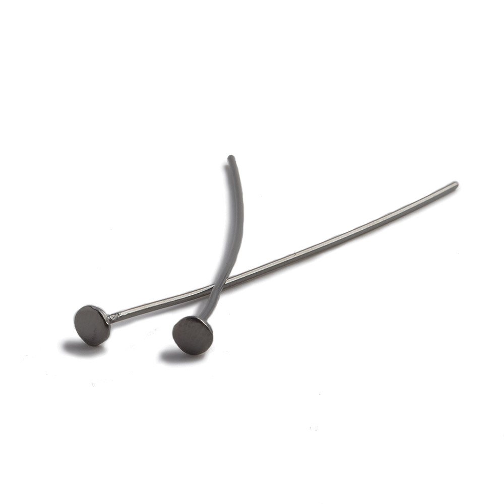 2" length Disc Headpin Black Gold plated .925 Silver, 22 Gauge Wire, 10 pieces per Bag