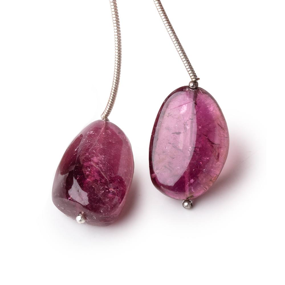 20-21mm Rubellite Tourmaline Plain Nugget Focal Beads Set of 2 AA
