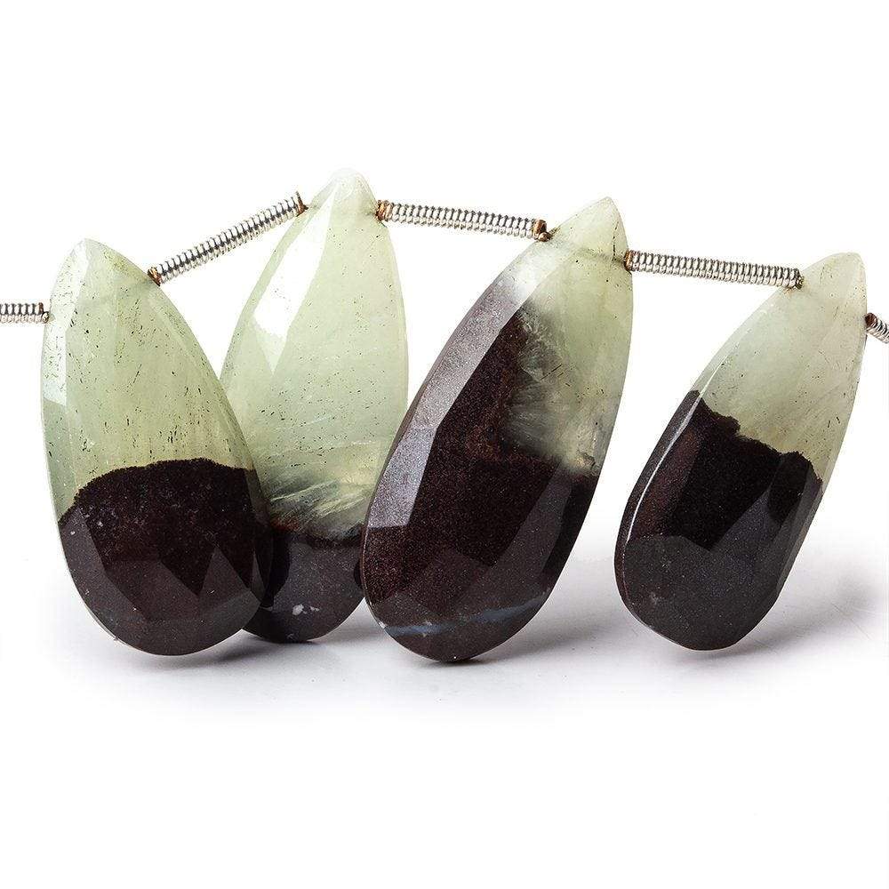 20-29mm Prehnite And Iron Ore Matrix Faceted Pears 8.25 inch 14 pieces