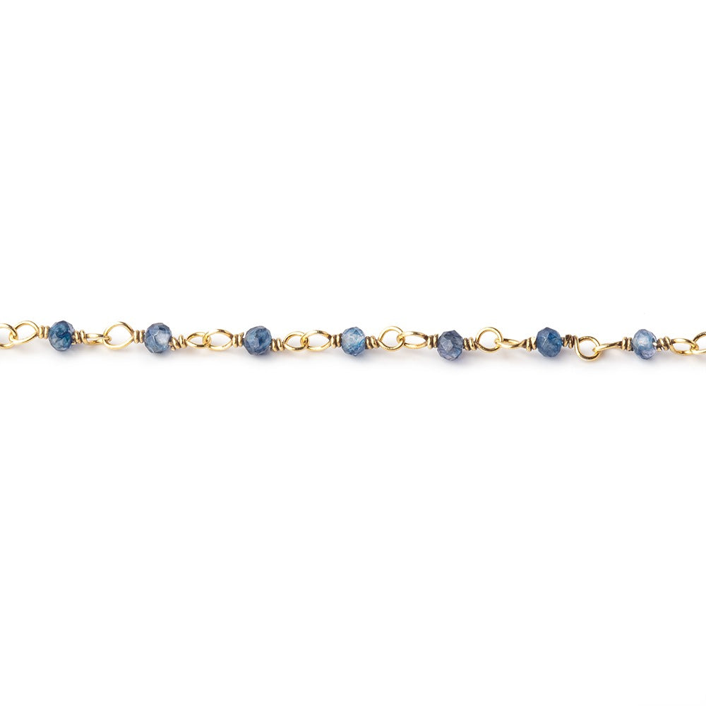 2mm Iolite micro faceted rondelle Vermeil Chain by the foot 46 beads AAA