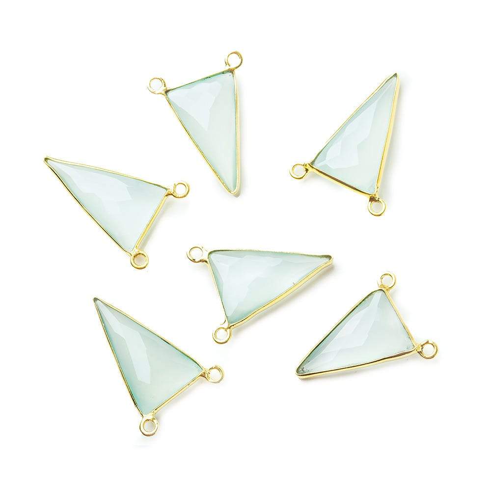 20.5x12mm Vermeil Bezel Sea Green Chalcedony Triangle Connector 1 piece