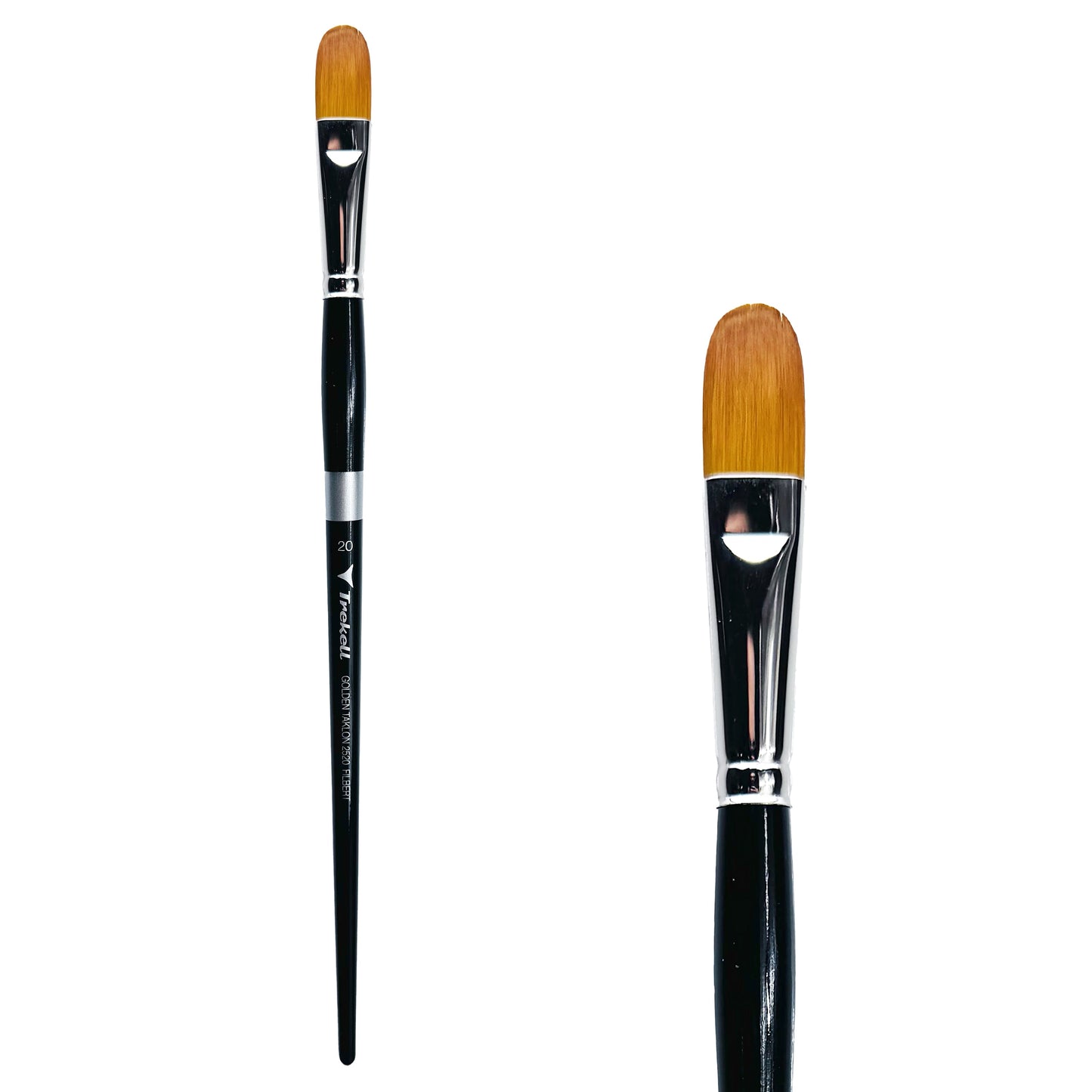 Trekell Golden Taklon Long Handle Artist Brush - Size #20 Filbert