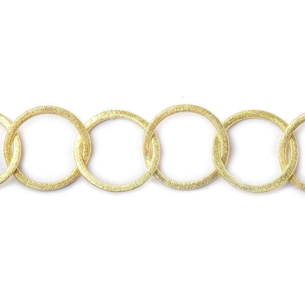 20mm 14kt Gold plated Brushed Round Link Chain by the foot