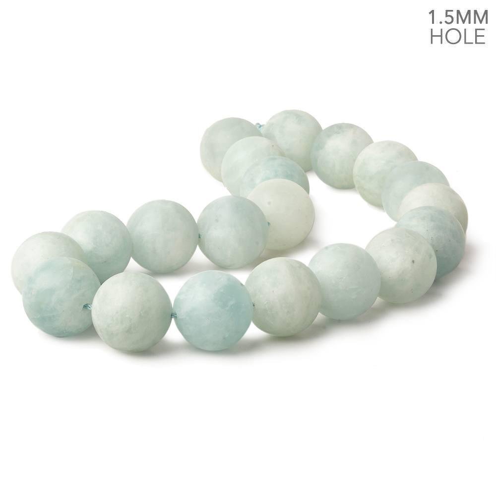 20mm Matte Aquamarine plain round beads 16 inch 21 large hole beads A