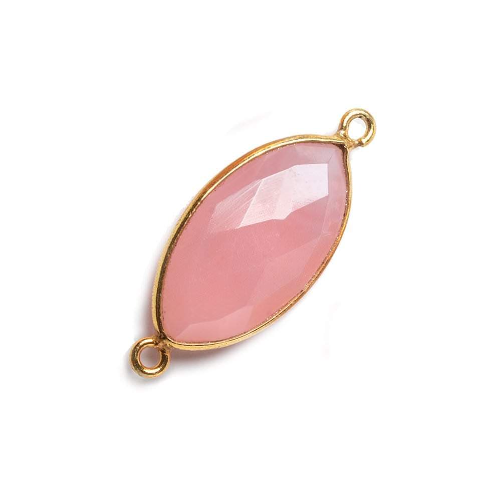 20x11mm Vermeil Bezel Petal Pink Chalcedony Marquise Connector 1 piece