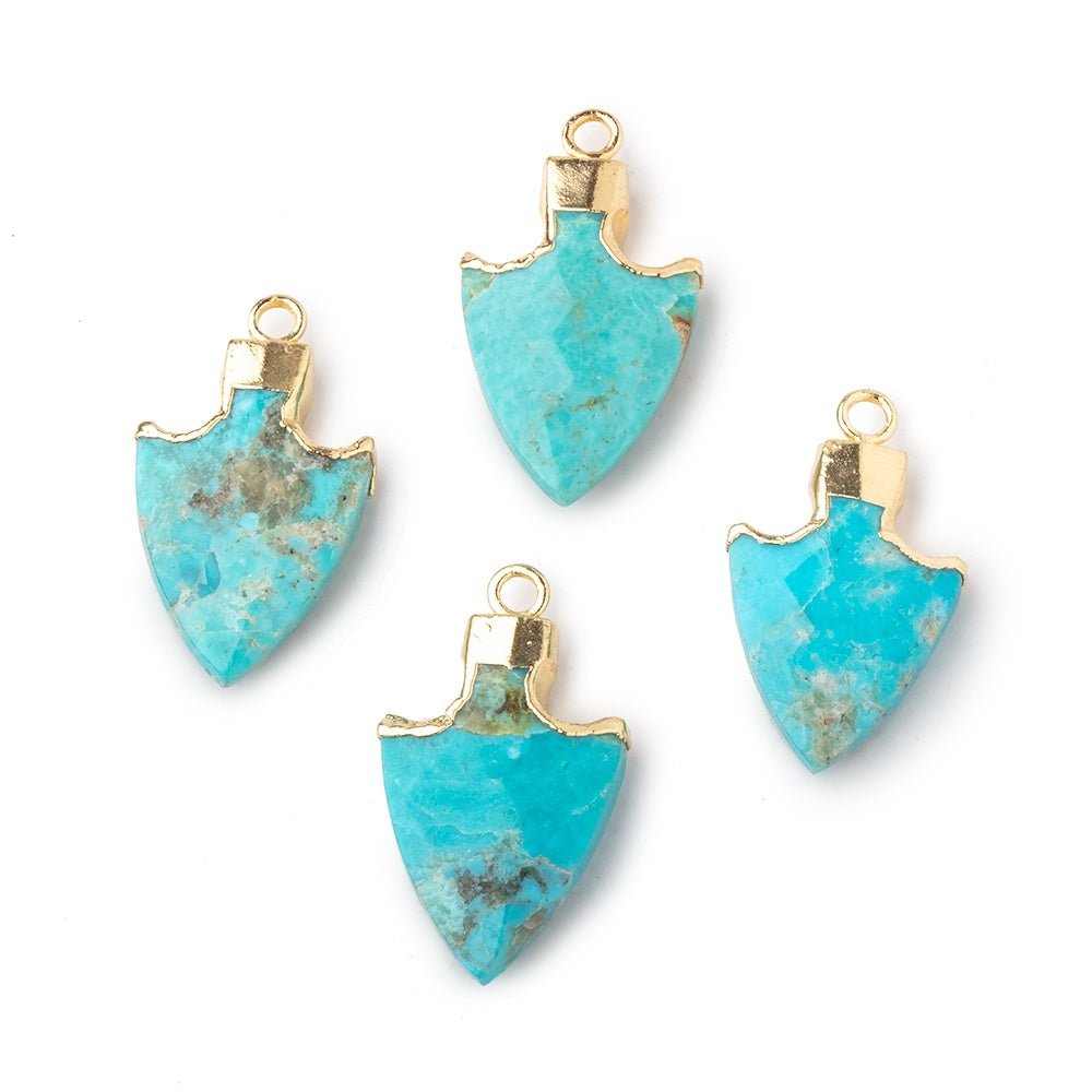 20x13mm Gold Leafed Turquoise Faceted Arrowhead Focal Pendant 1 piece