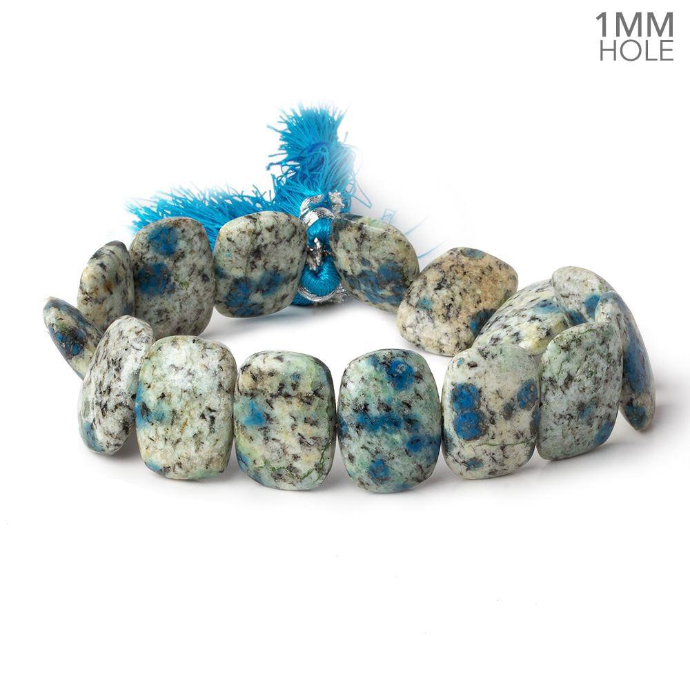 K2 Azurite Granite "K2 Jasper" side drilled plain cushion 7.5 inch 14 beads