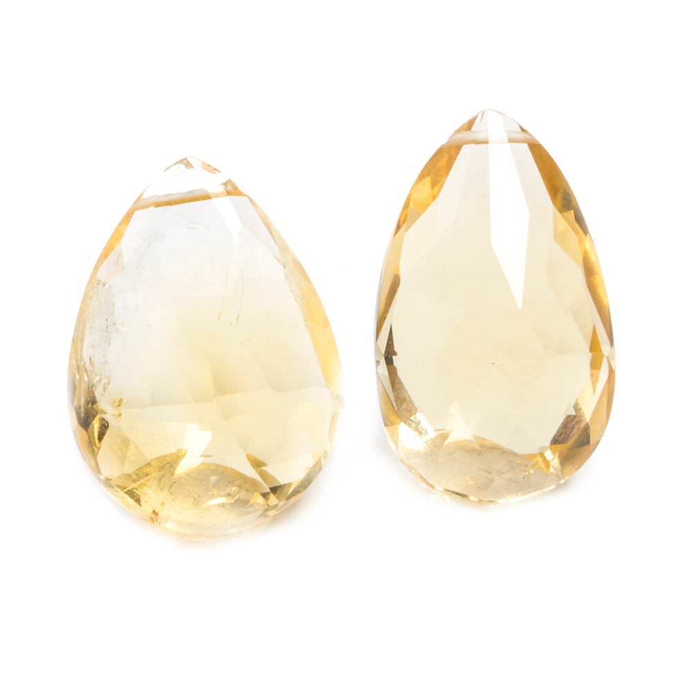 20x15-21x13mm Citrine Faceted Pear Focal Bead Set of 2