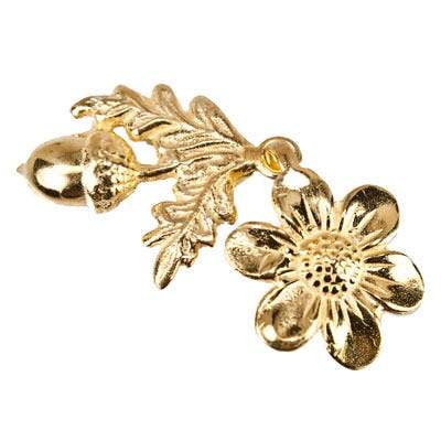 20x16mm, 24x19mm Vermeil Clasp with Daisy and Acorn 1 piece