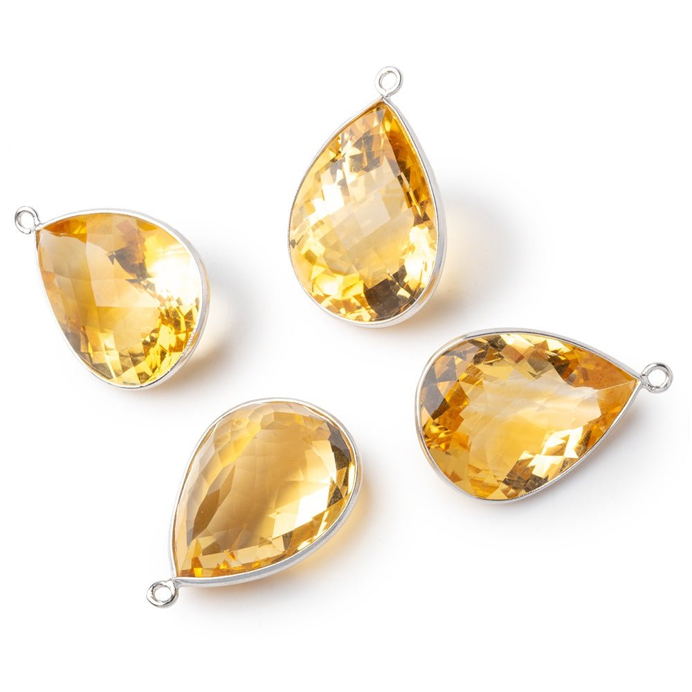 20x16mm Sterling Silver Bezel Citrine Pavilion Faceted Pear Pendant 1 piece