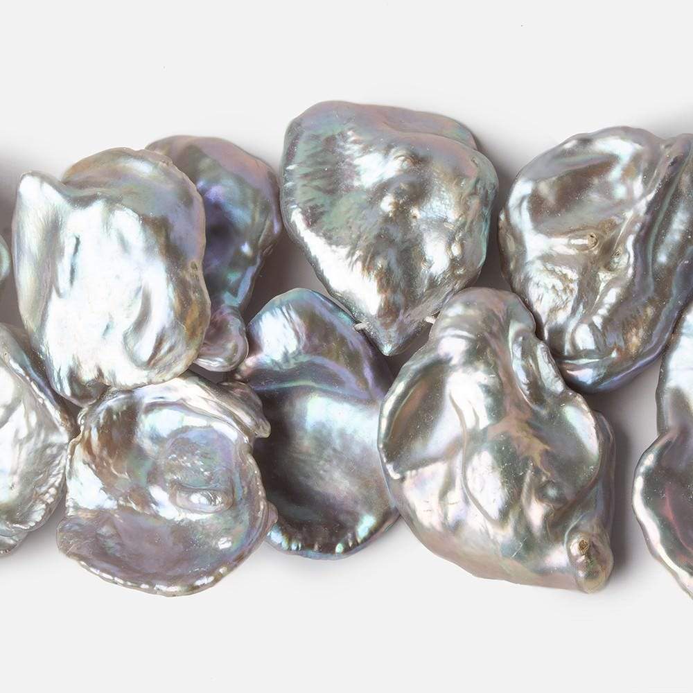 20x19-30x26mm Silver Peacock Ultra Keshi Freshwater Pearls 18 inch 47 pcs AAA