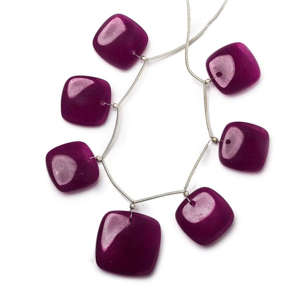 20x20-25x25mm Raspberry Purple Chalcedony Plain Pillows 6 inch 7 Beads A