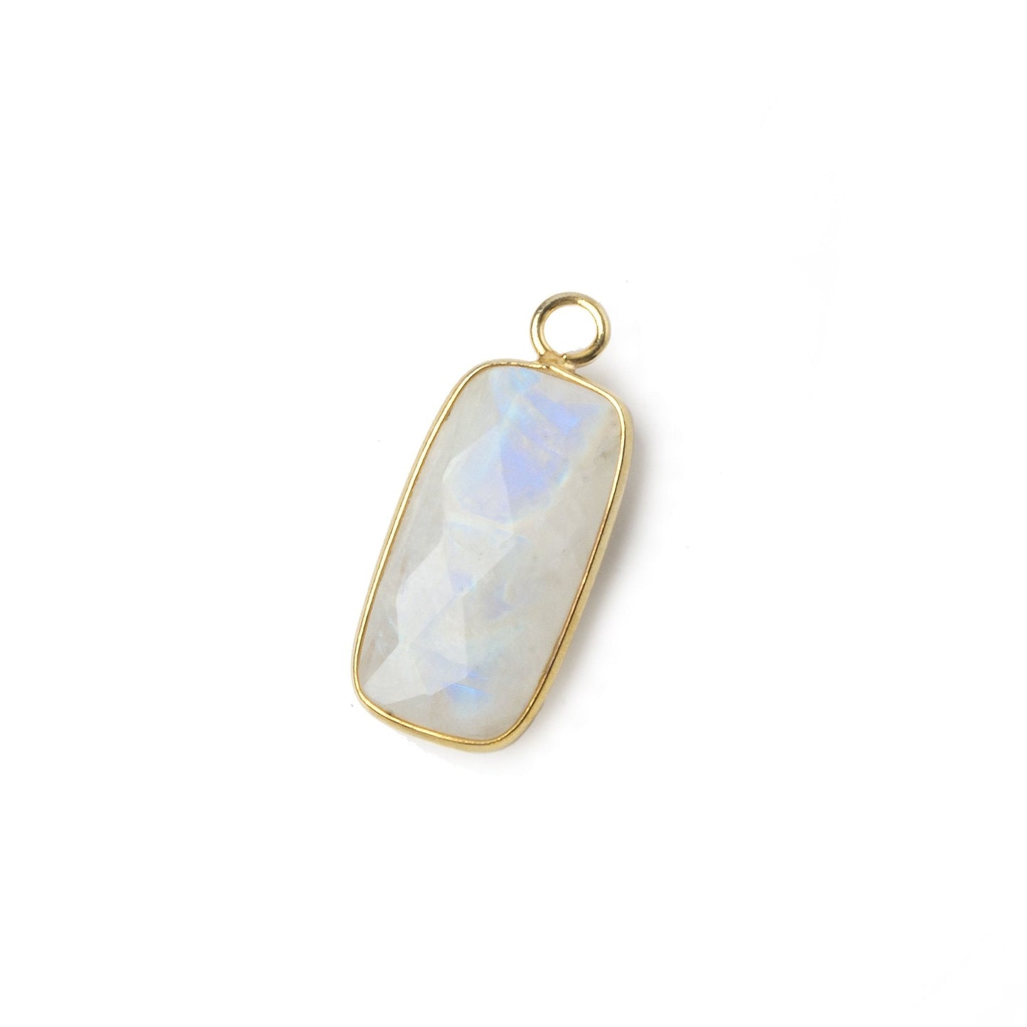 21.5x11.5mm Vermeil Bezel Rainbow Moonstone faceted bar pendant 1 piece