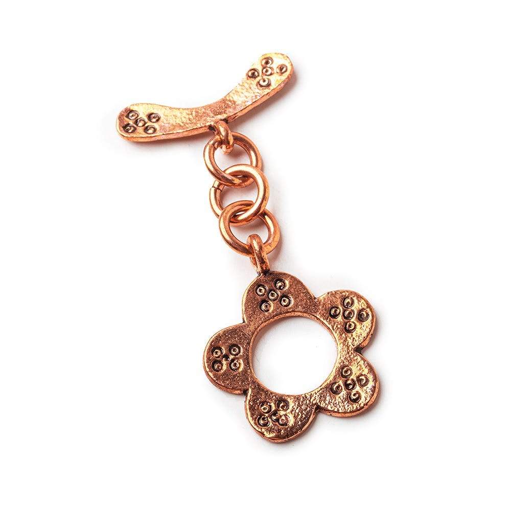 21mm Copper Toggle Flower with Embossed Pattern