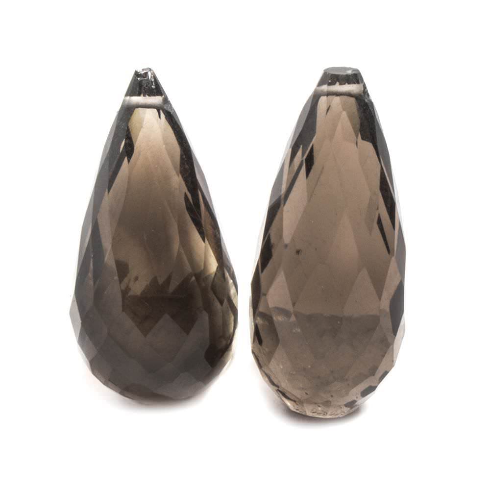 21x10-22x10mm Smoky Quartz Faceted Tear Drop Focal Bead Set of 2