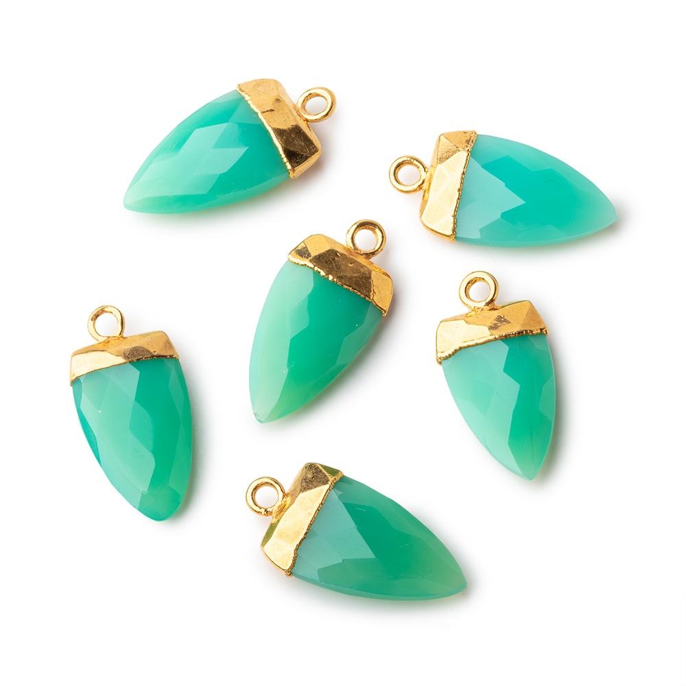 21x10mm Gold Leafed Green Onyx Point Pendant 1 piece