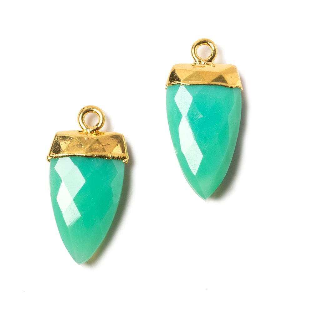 21x10mm Gold Leafed Green Onyx Point Pendant Set of 2 pieces