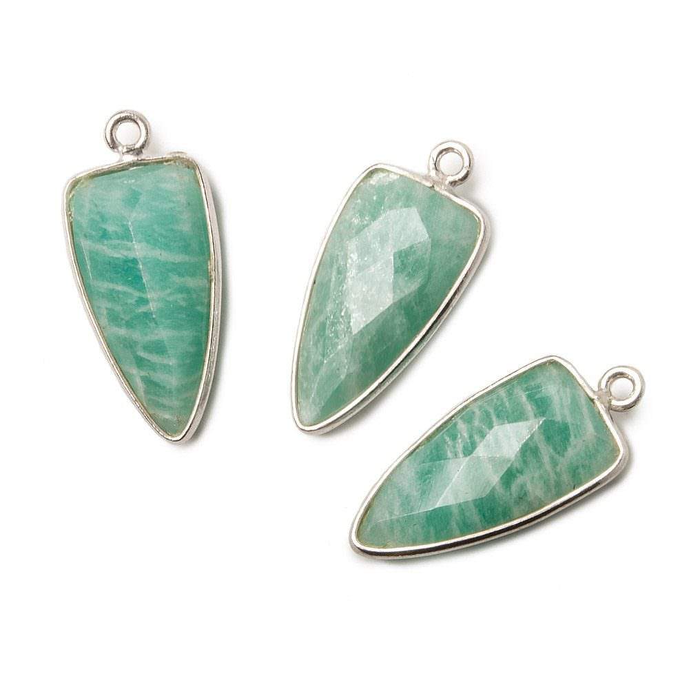 21x10mm Silver .925 Bezel Amazonite Point Pendant 1 piece