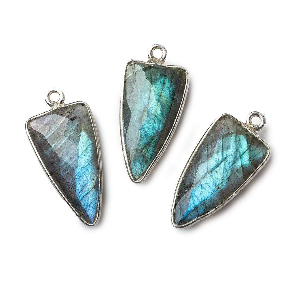 21x10mm Silver .925 Bezel Labradorite Point Pendant 1 piece
