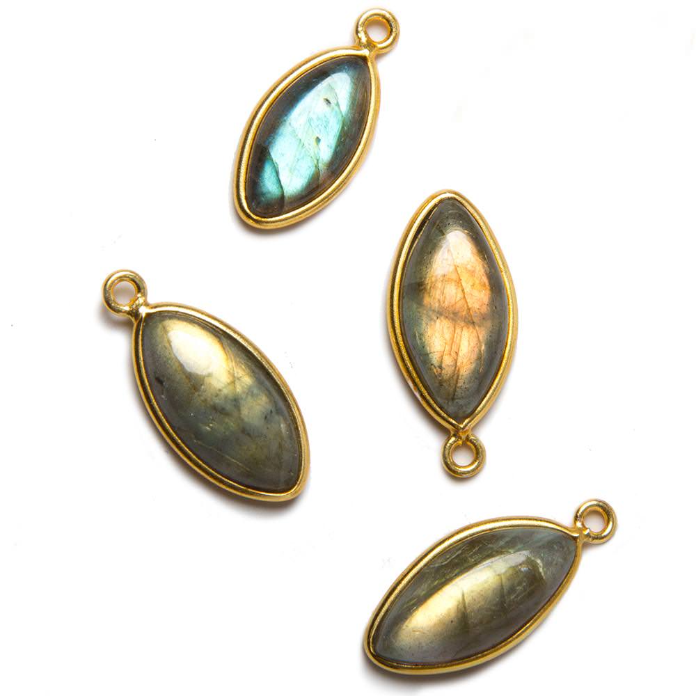 17x10mm Vermeil Bezel Labradorite Marquise Cabochon Pendant 1 piece