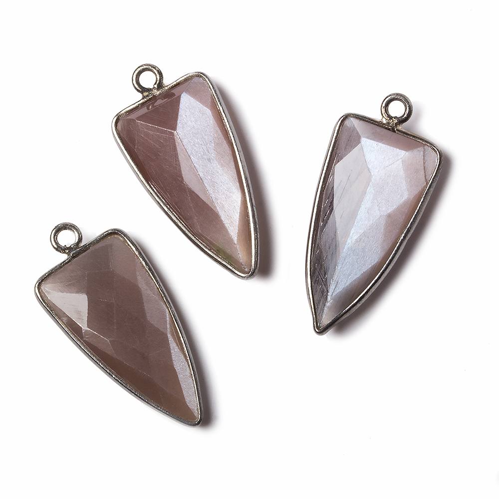 21x11mm Black Gold Bezel Chocolate Moonstone faceted point 1 focal bead