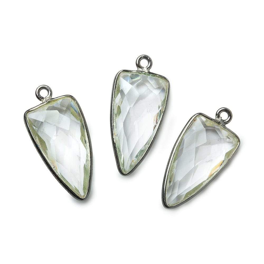 21x11mm Black Gold Bezel Crystal Quartz faceted point 1 focal bead