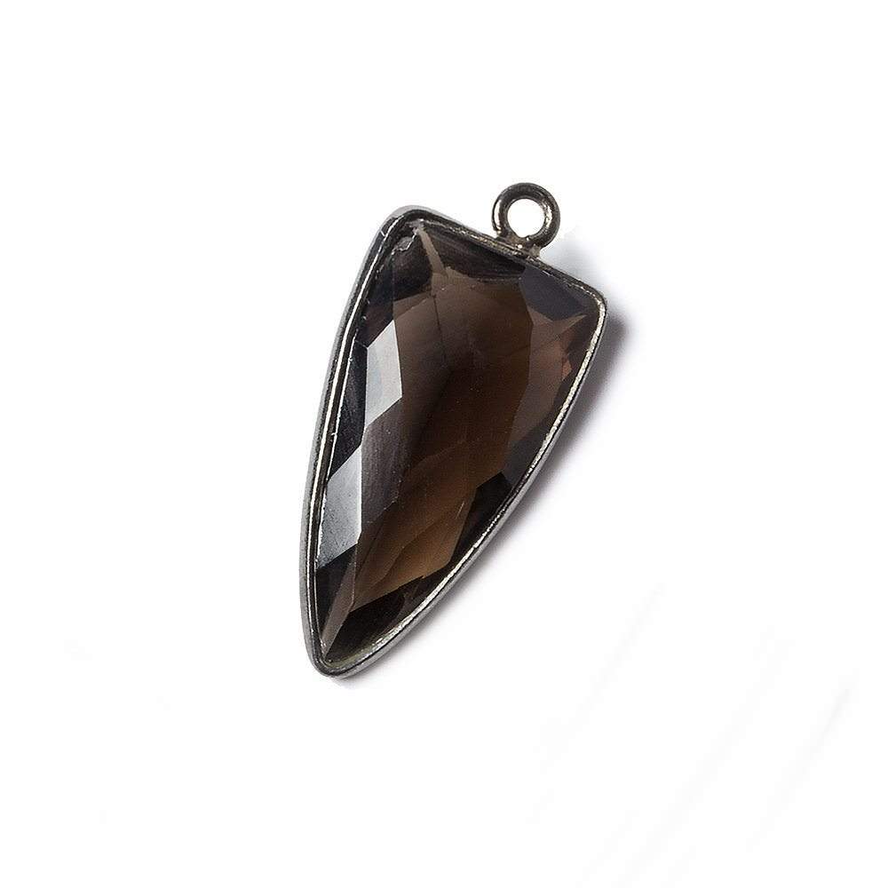 21x11mm Black Gold Bezel Smoky Quartz faceted point 1 focal bead
