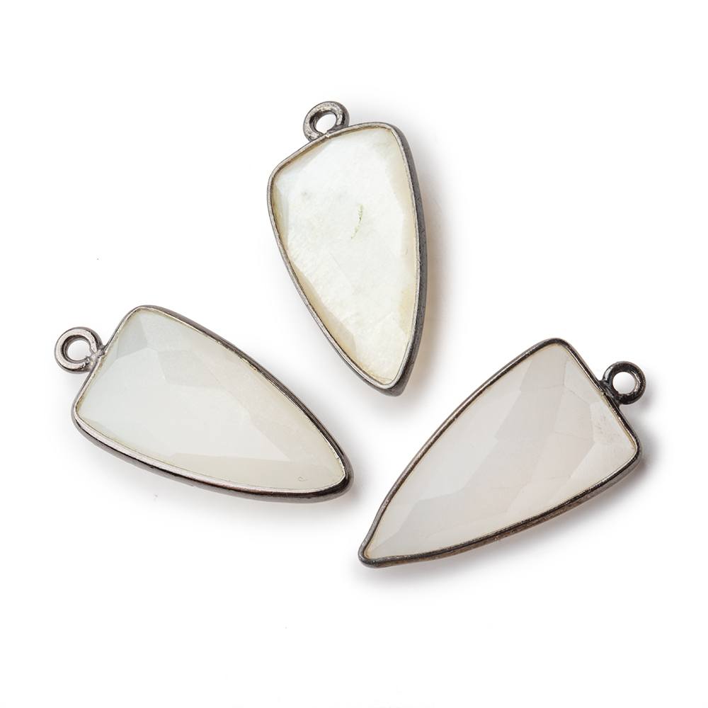 21x11mm Black Gold Bezel White Moonstone faceted point 1 focal bead