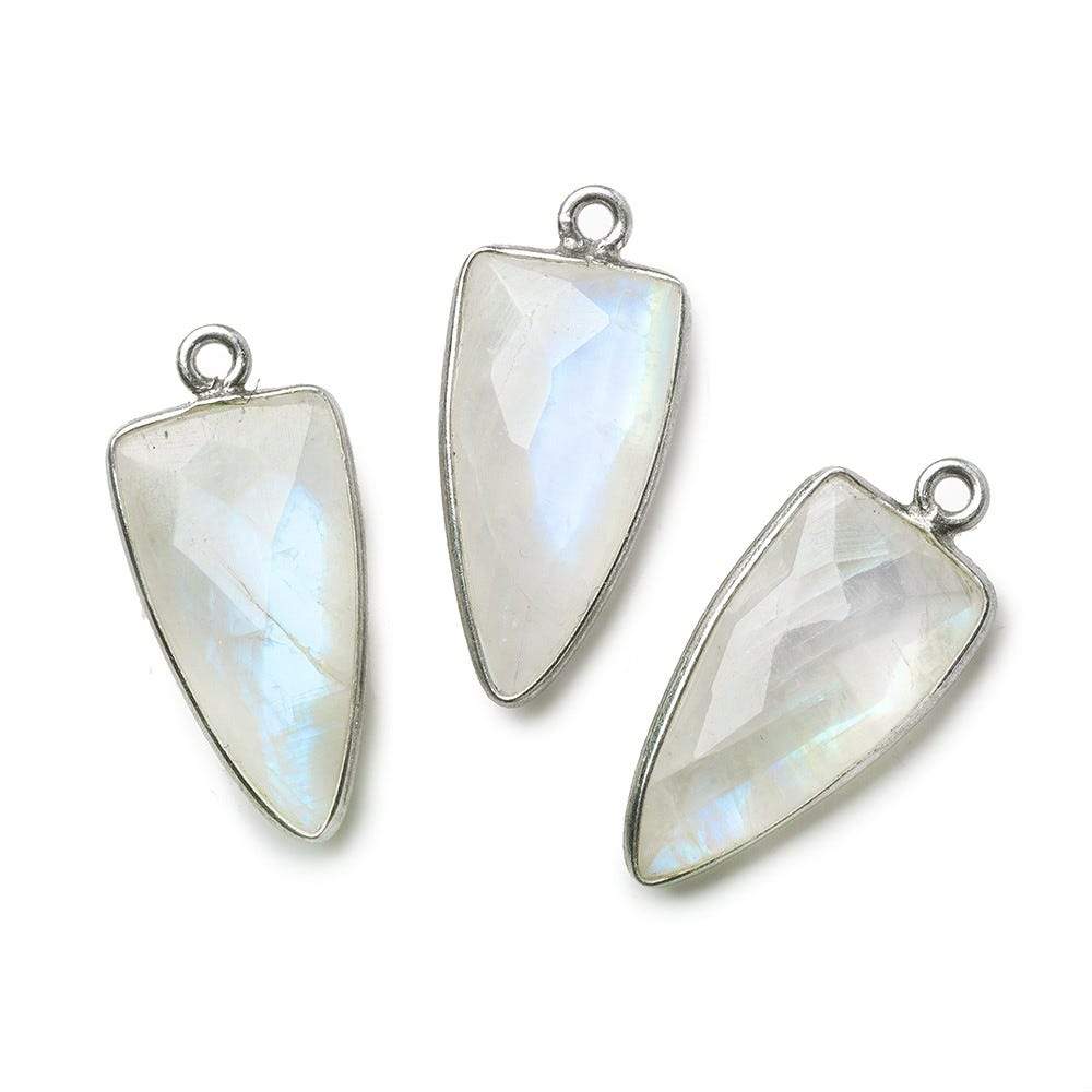 21x11mm Silver .925 Bezel Rainbow Moonstone Point 1 ring Pendant 1 piece