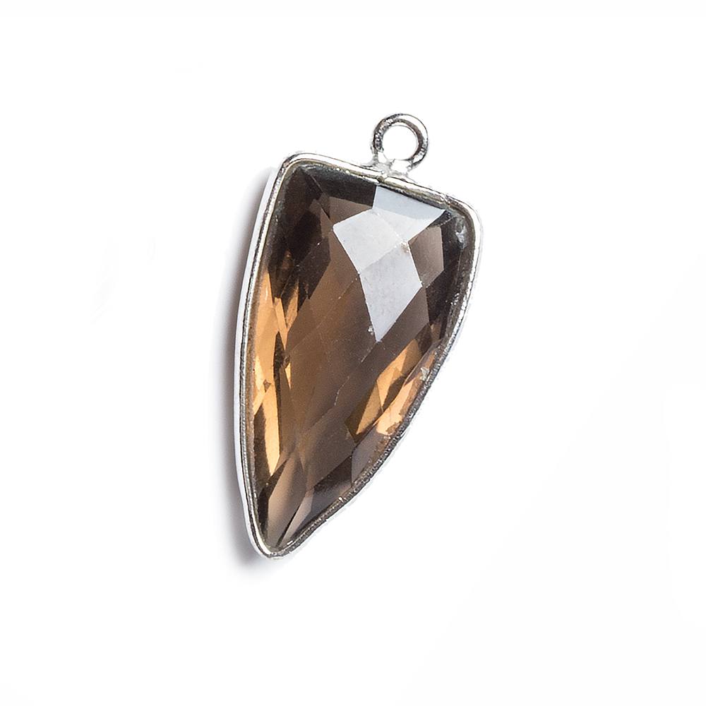 21x11mm Silver Bezel Smoky Quartz faceted point 1 focal bead