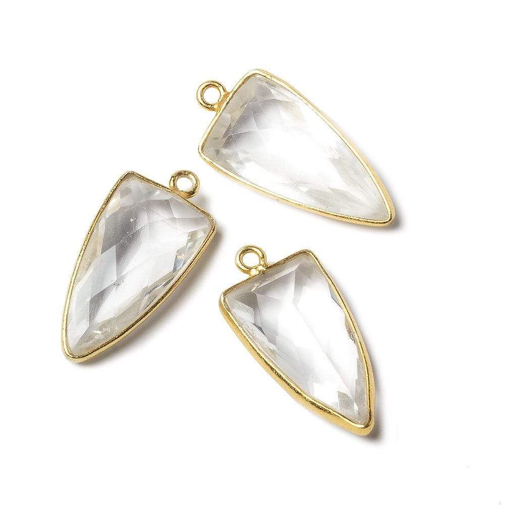 21x11mm Vermeil Bezel Crystal Quartz faceted point 1 focal bead