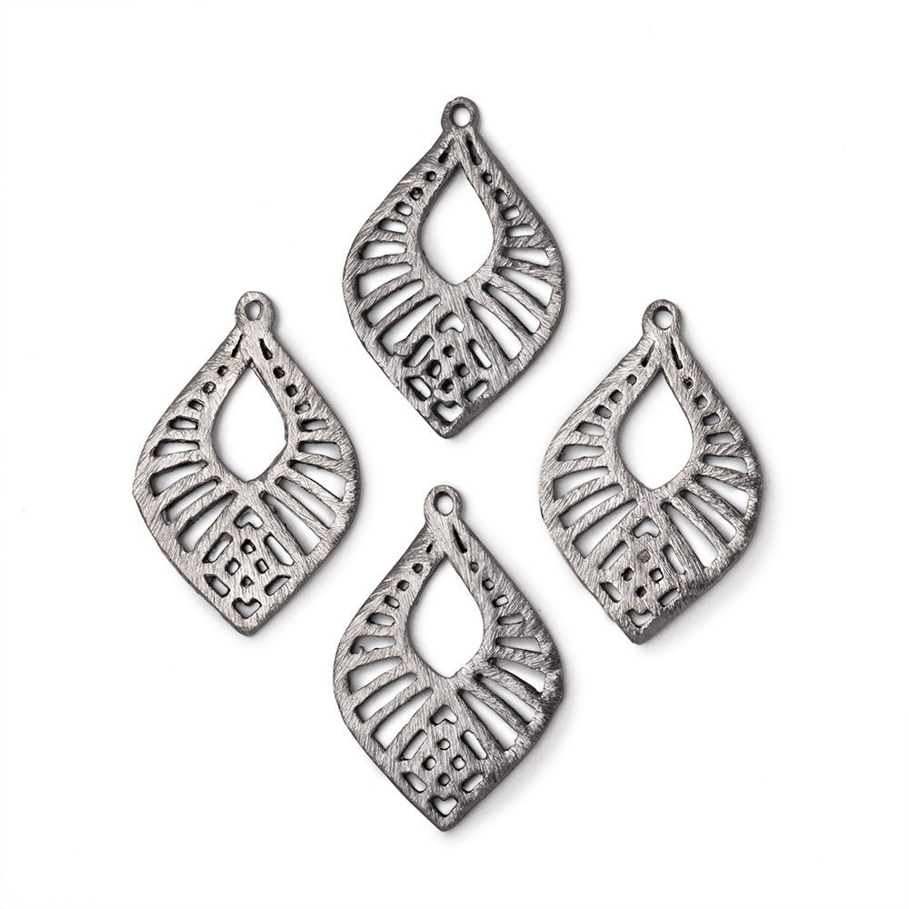 21x15.5mm Brushed Filigree Tear Drop Charm Set of 4 pieces