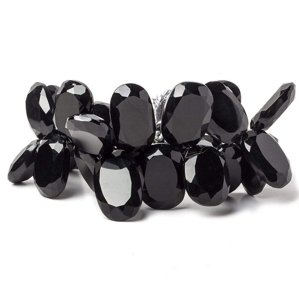 21x16-26x16mm Black Onyx Top Drilled Bevel Faceted Oval Beads 8 inch 27 pcs