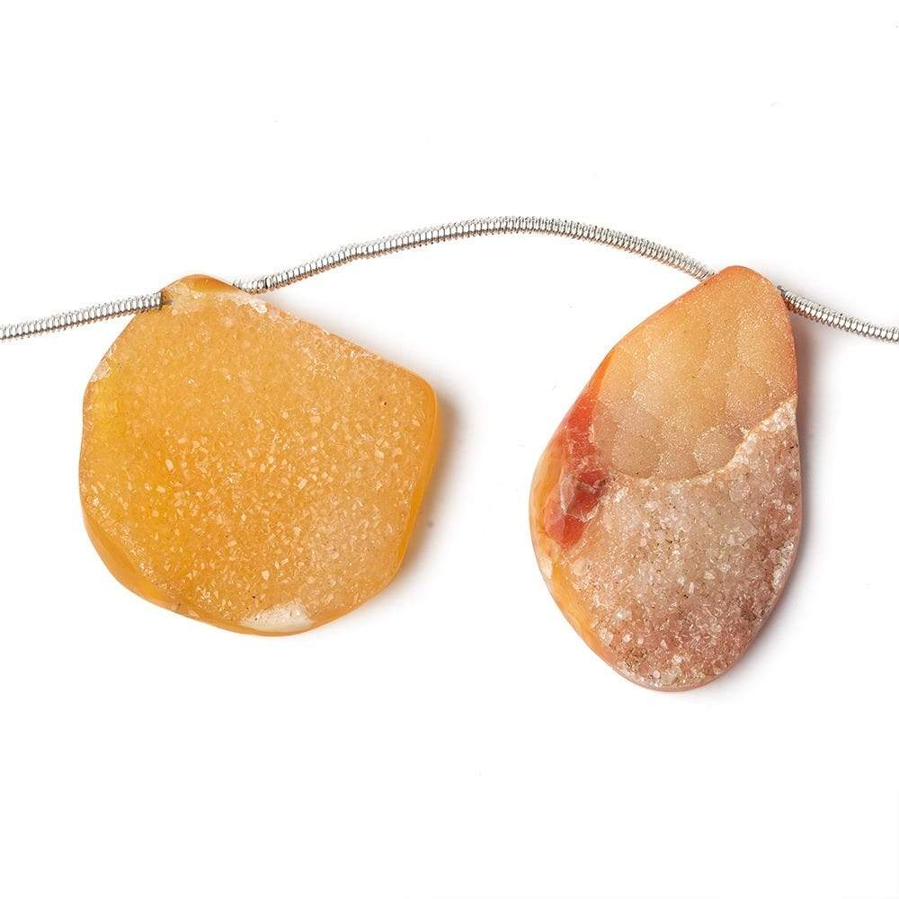 21x16-35x17mm Mango Yellow Agate Drusy Freeform Beads 11 pieces