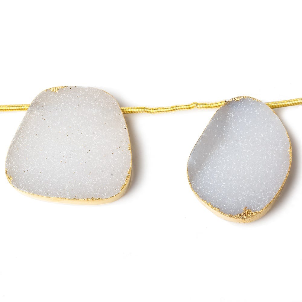 21x17-30x26mm Gold Leafed White Drusy freeform strand of 5 beads