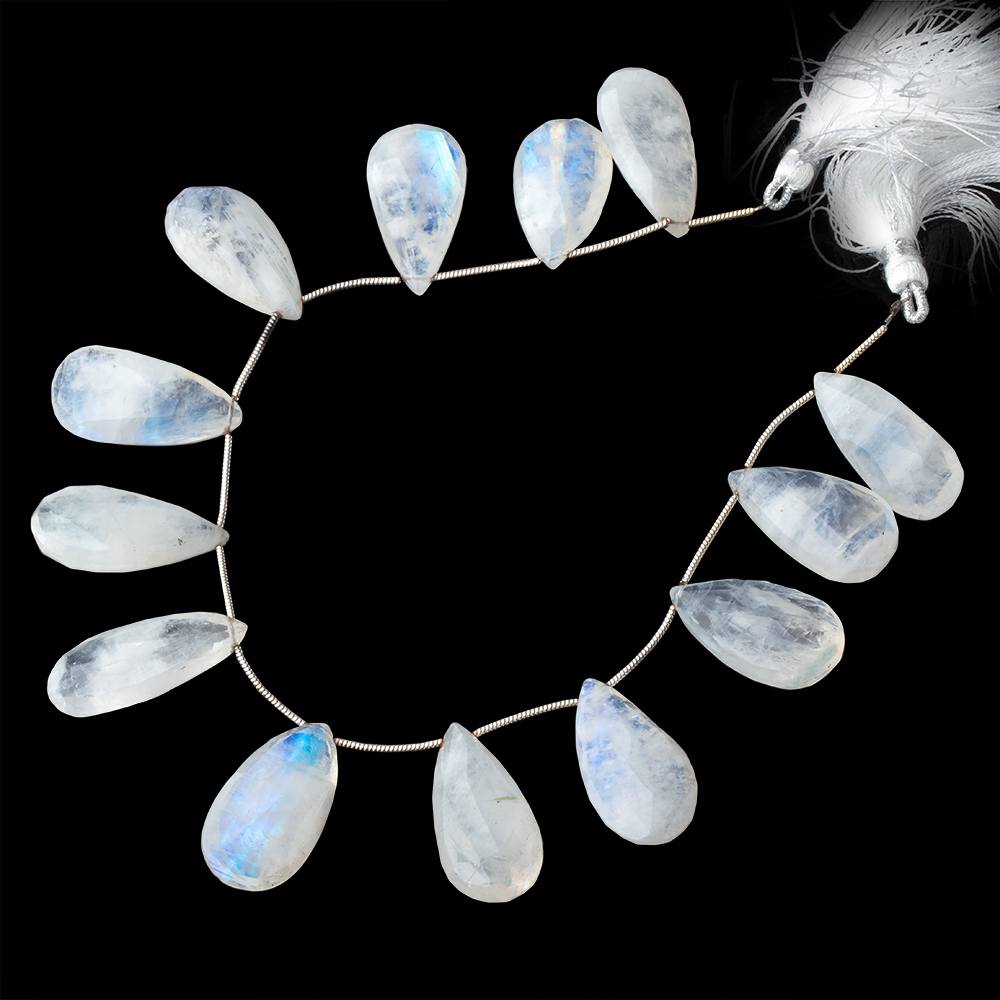 22-25mm Rainbow Moonstone Faceted Pear Beads 8 inch 13 pieces