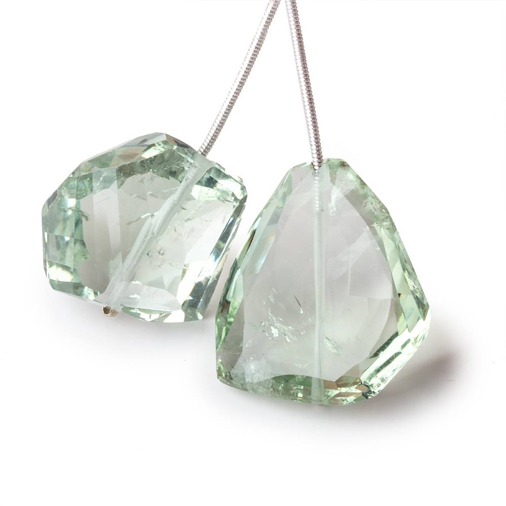 22-27mm Prasiolite Faceted Nuggets Set of 2 Focal Beads