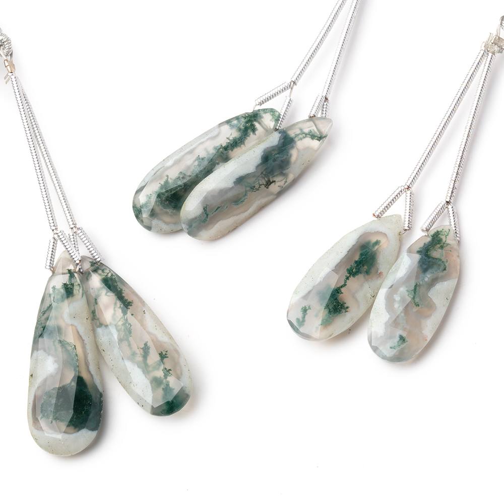 22-30mm Peacock Solar Quartz Faceted Pear Set of 2 Focal Beads