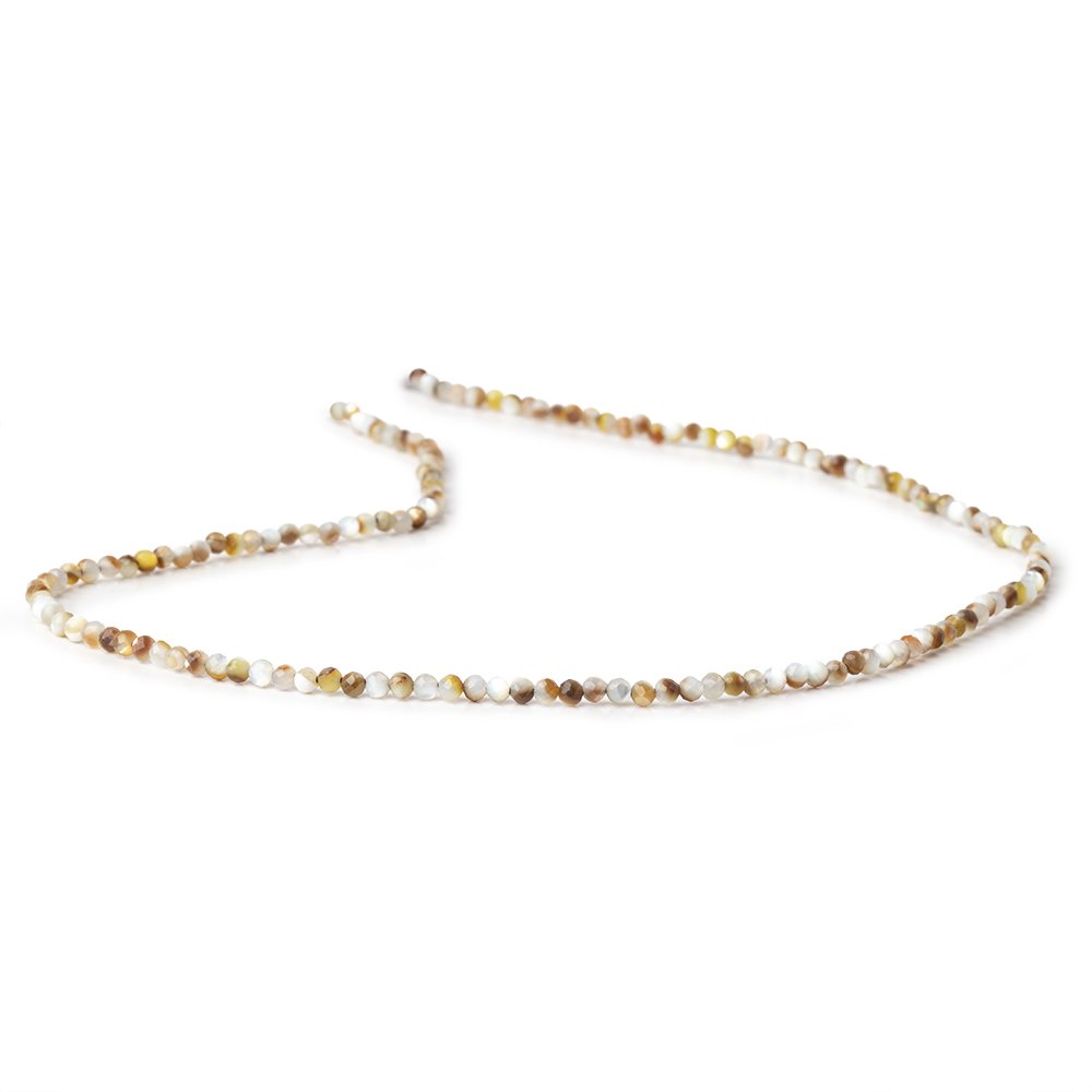 2.2mm Brown Mother of Pearl Shell Micro Faceted Rounds 12.5 inch 150 Beads