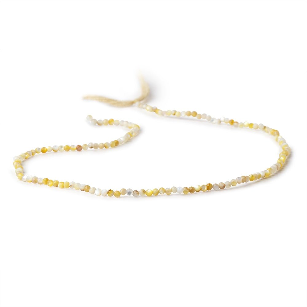 2.2mm Golden Mother of Pearl Shell Micro Faceted Rounds 12.5 inch 150 Beads